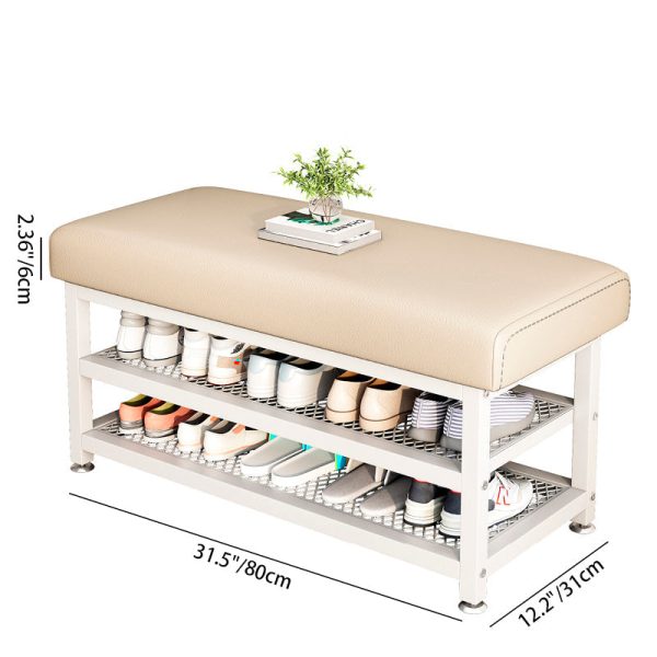 Modern Luxury Rectangle Tech Fabric Carbon Steel Shoe Storage 2-Shelf For Entryways - Image 5
