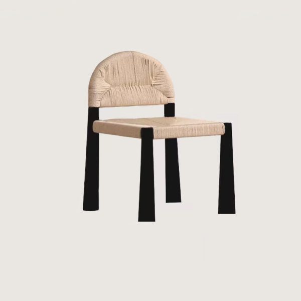 Traditional Vintage Square Wood Rattan Chair Backrest Armless For Living Room - Image 18