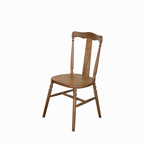 Traditional Vintage Scallop Shape Solid Wood Frame Dining Chair Slat Back Footrest For Dining Room - Image 22