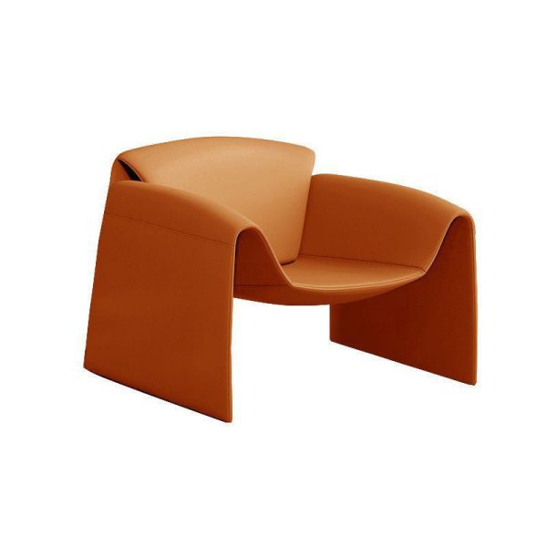 Modern Minimalist Trapezoid Back Plywood Leather Lambswool Accent Chair Backrest Armrest For Living Room - Image 22