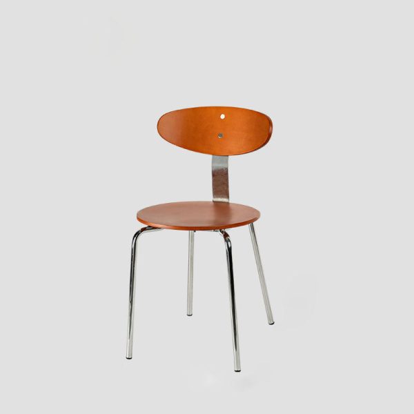 Modern Minimalist Round Wood Iron Dining Chair Four Legs Backrest For Dining Room - Image 17