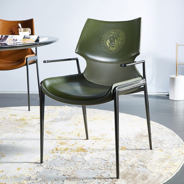Modern Luxury Square Curved Surface PU Leather Stainless Steel Dining Chair Backrest Armrest For Dining Room - Image 3