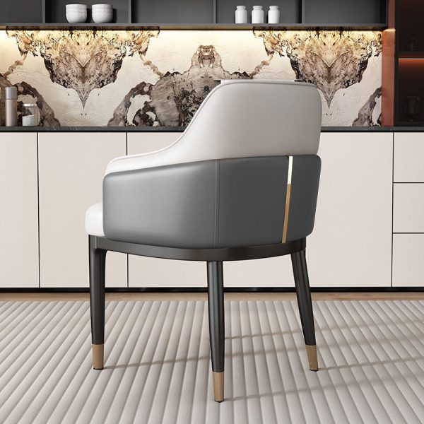 Modern Luxury Square Iron Metal Leather Sponge Dining Chair Armrest Backrest Four Legs For Dining Room - Image 12