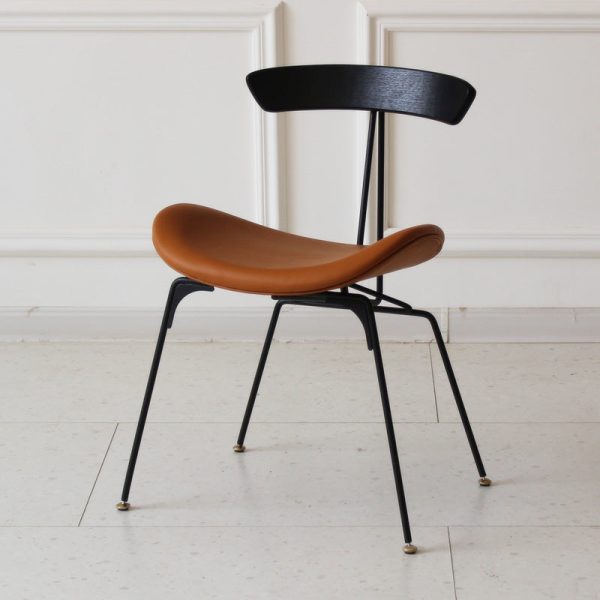 Contemporary Industrial Ant Arch Wood Rebar Leather Fabric Sponge Dining Chair Backrest For Dining Room - Image 16