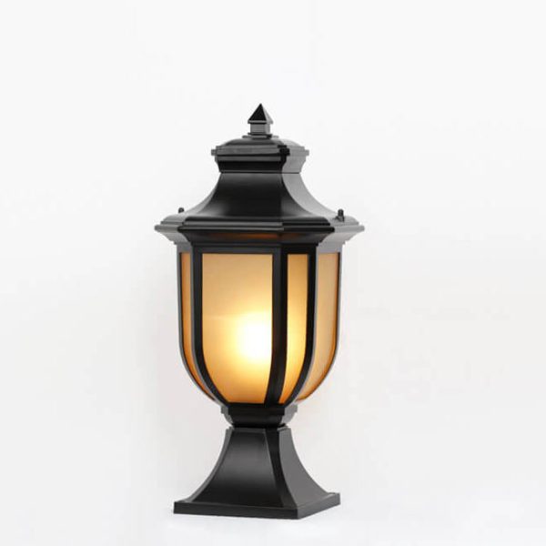 European Vintage Glass Aluminum Cage 1-Light Outdoor Waterproof Landscape Light - Image 7