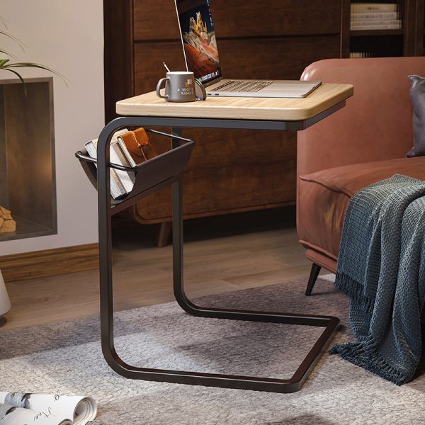 Modern Minimalist Rectangular C-Shape Plank Stainless Steel End Table For Living Room - Image 3