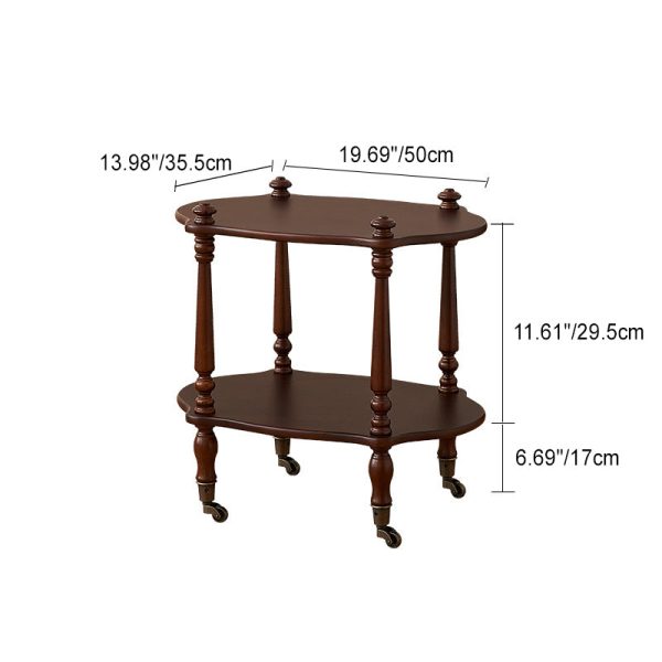 Traditional Vintage Square Wood End Table Wheels Four Legs For Living Room - Image 4