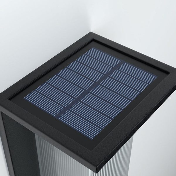 Modern Minimalist Solar Waterproof Rectangular Stainless Steel Acrylic LED Outdoor Wall Sconce Lamp For Outdoor Patio - Image 4