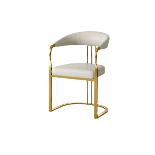 Modern Luxury PU Leather Upholstered Arc Frame Dining Chair Backrest Armrest For Living Room - Image 10
