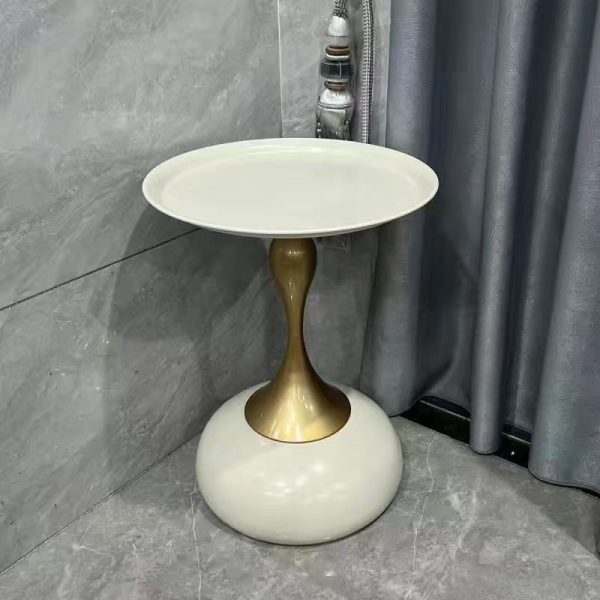 Contemporary Simplicity Geometric Circle Tray Top Iron End Table For Living Room - Image 2