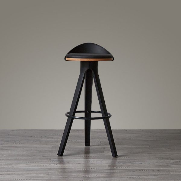 Modern Minimalist Round Plastic Wooden Bar Stool Three Legs High For Dining Room - Image 6