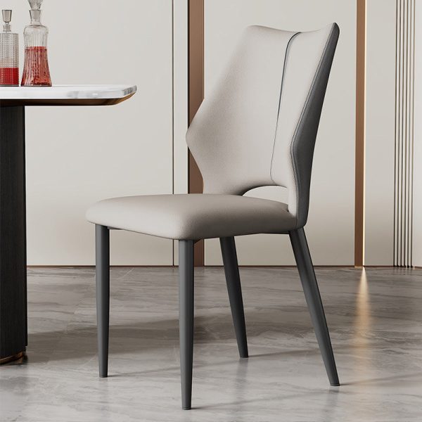 Contemporary Luxury Square Microfiber Leather Carbon Steel Dining Chair Backrest For Dining Room - Image 2
