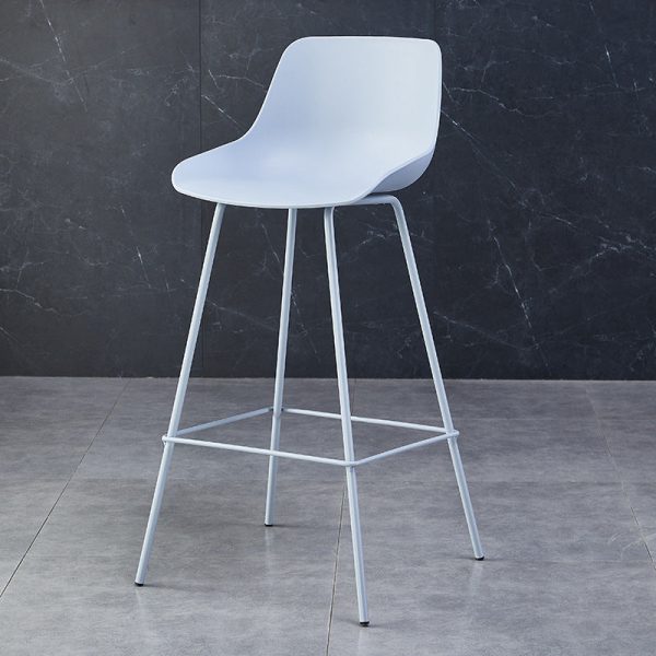 Contemporary Simplicity Curved Plastic Solid Color Bar Stool Backrest Footrest For Dining Room - Image 2