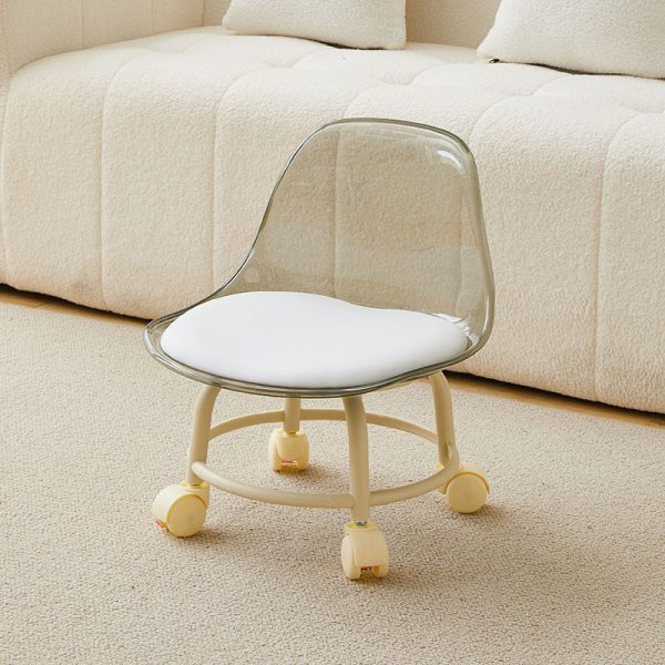 Contemporary Creative Round Acrylic Double-Pedestal Caster Swivel Footstool Backrest For Living Room - Image 2