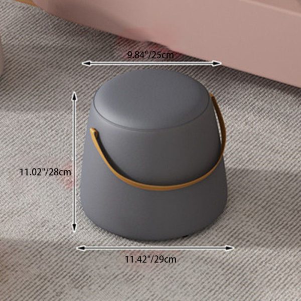 Modern Minimalist Round Column Cotton Linen Leather Wood Chair Backless Armless For Living Room - Image 3