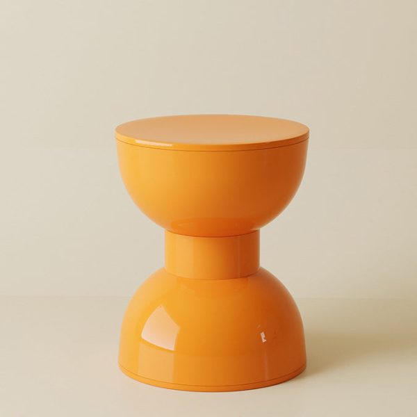 Contemporary Scandinavian Macaron Hourglass Shape Plastic Footstool For Entryways - Image 14