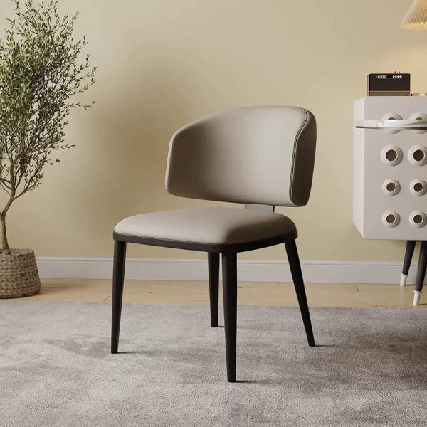 Modern Luxury Square Leather Iron Chair Backrest Armless For Living Room - Image 2
