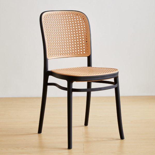 Modern Minimalist Square Rattan Plastic Dining Chair For Dining Room - Image 15
