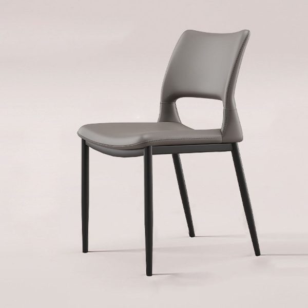Contemporary Nordic Square Curved Upholstered Hollowed Out Leather Carbon Steel Dining Chair Backrest For Dining Room - Image 17