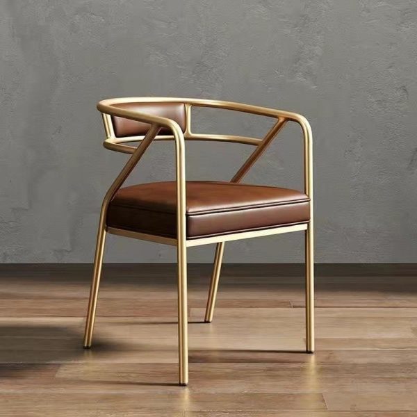 Contemporary Industrial Square Upholstered Suede Fabric Leather Iron Dining Chair Curved Backrest Armrest for Dining Room - Image 35