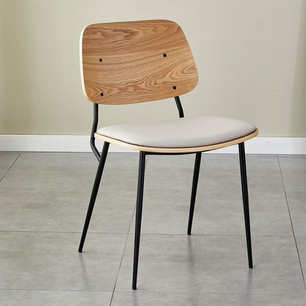 Contemporary Scandinavian Square Leather Metal Dining Chair Backrest Armless For Dining Room - Image 33