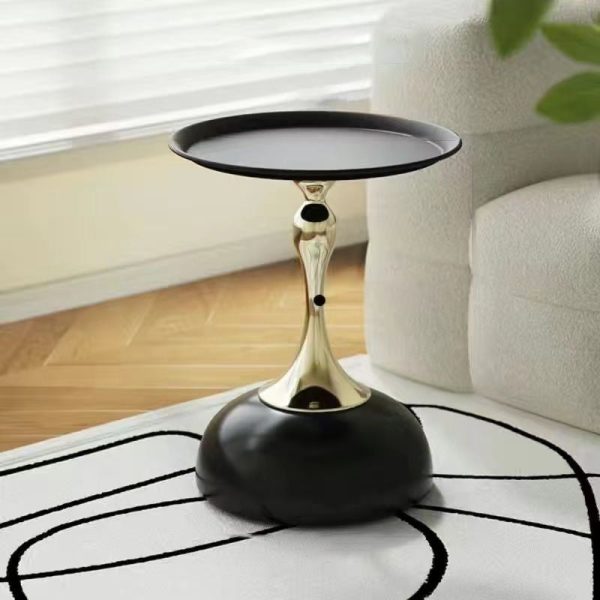 Contemporary Simplicity Geometric Circle Tray Top Iron End Table For Living Room - Image 3
