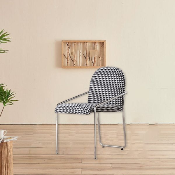 Contemporary Nordic Square Velvet Stainless Steel Chair Backrest Armrest For Living Room - Image 6