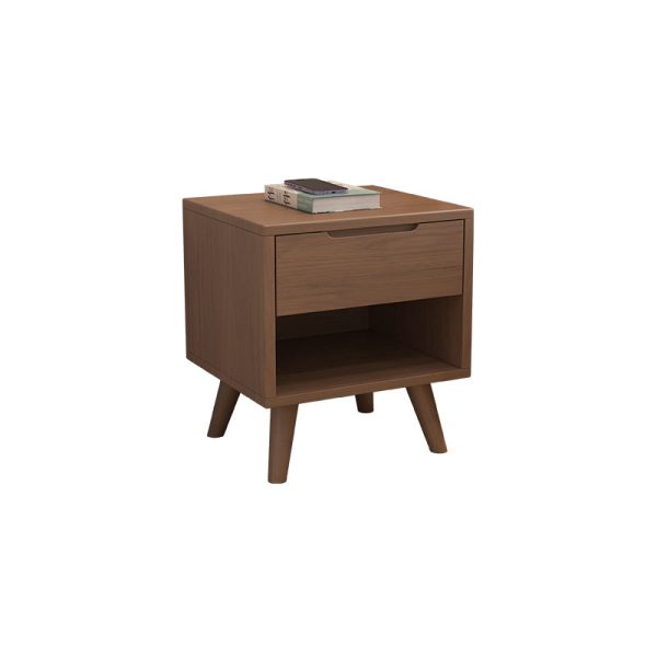 Modern Simplicity Square Cubic Rectangular Rubber Wood Nightstand 1/2 Drawer For Bedside - Image 30