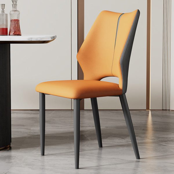 Contemporary Luxury Square Microfiber Leather Carbon Steel Dining Chair Backrest For Dining Room - Image 3