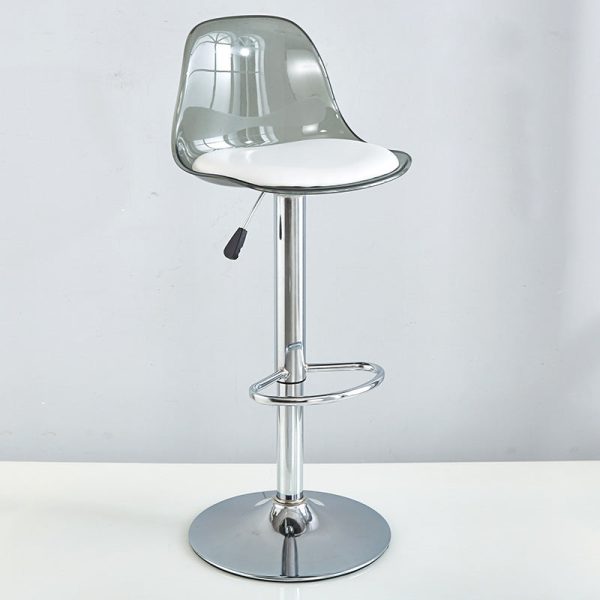 Modern Minimalist Square Round Cylinder Base Metal PET Bar Stool Backrest Footrest For Dining Room - Image 14