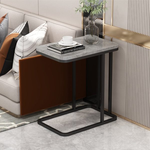 Modern Minimalist Square Metal Artificial Panel End Table For Living Room - Image 3