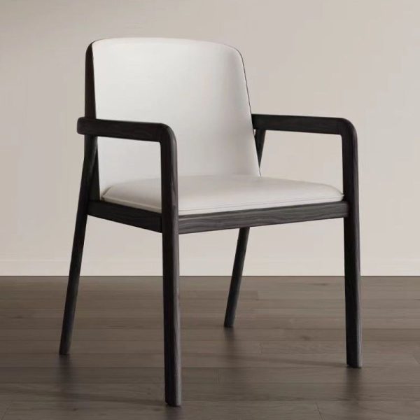 Traditional Chinese Square Ash Wood High Resilience Sponge PU Leather Dining Chair Backrest Armrest For Dining Room - Image 17