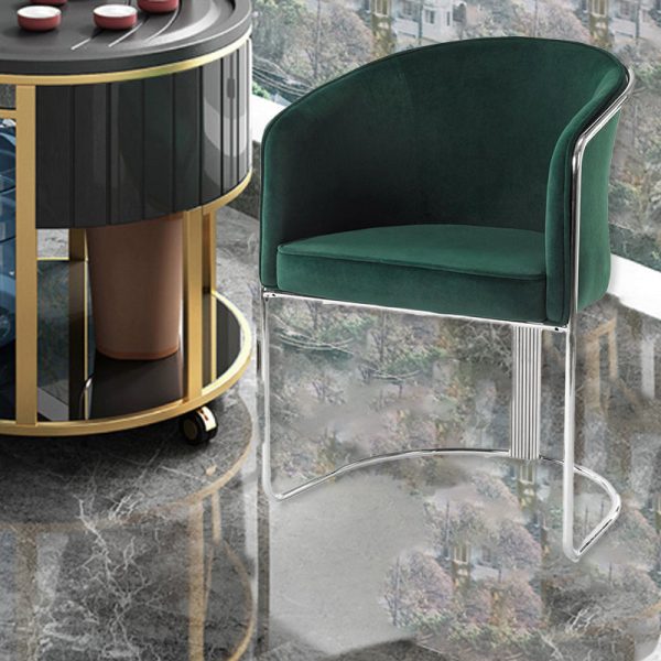 Modern Luxury Half Round Curved Leather Metal Frame Dining Chair Backrest Armrest For Dining Room - Image 6