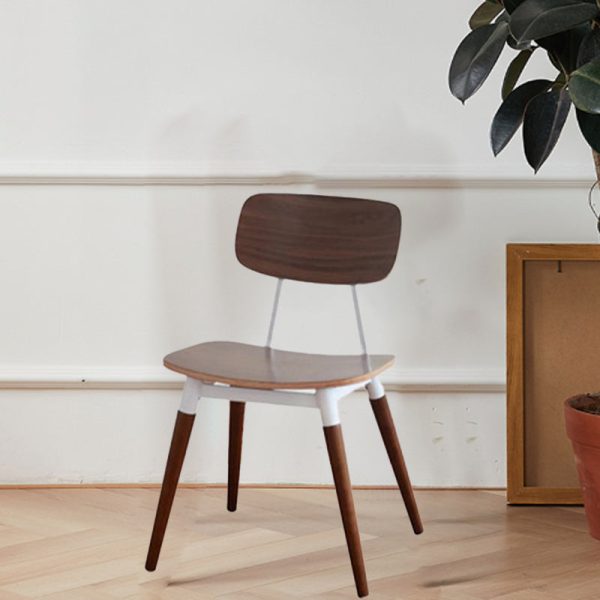 Contemporary Scandinavian Square Wood Iron Chair Backrest Armless For Living Room - Image 2