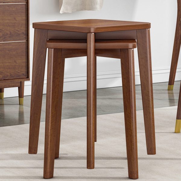 Traditional Chinese Solid Wood Square Stackable Low Stool Backless For Living Room - Image 3