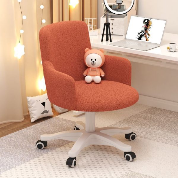Modern Minimalist Fabric Velvet Carbon Steel Sponge Round Rotatable Desk Chair Backrest Armrest For Home Office - Image 10
