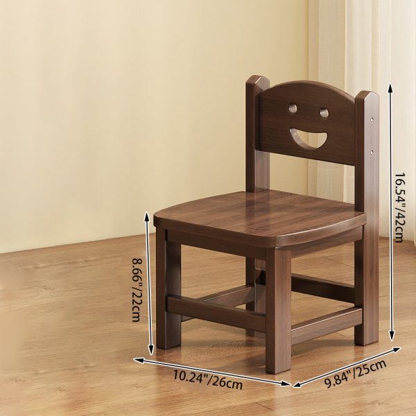 Traditional Vintage Square Smile Wood Curved Frame Dining Chair Backrest Armless For Dining Room - Image 5