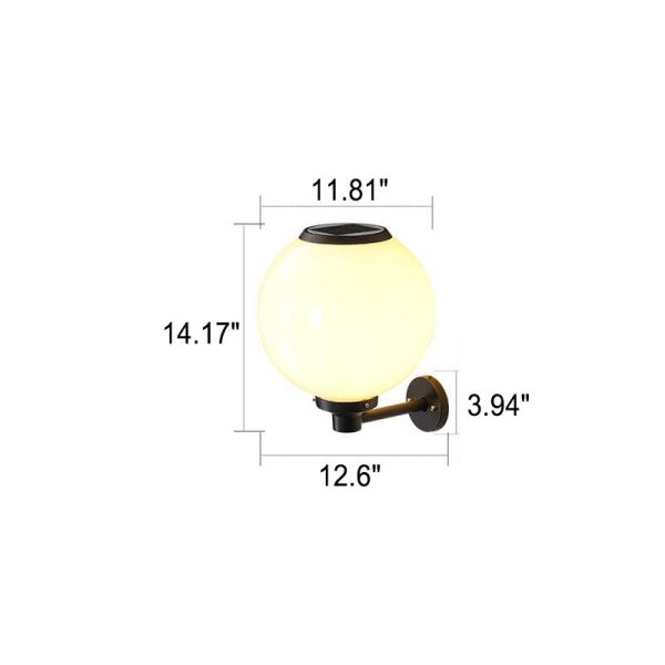 Modern Outdoor Solar Round Ball Waterproof LED Wall Sconce Lamp - Image 8