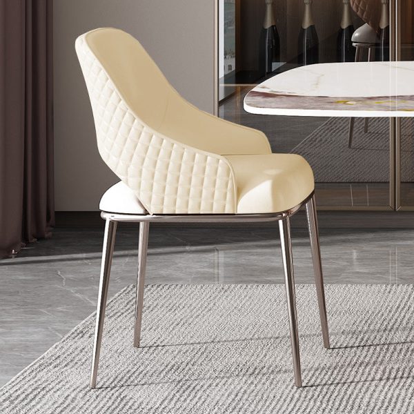 Contemporary Luxury Microfiber Leather Upholstered Carbon Steel Dining Chair Backrest For Dining Room - Image 3