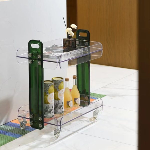 Contemporary Scandinavian Rectangular Acrylic PC End Table 2-Tier For Bedroom - Image 3