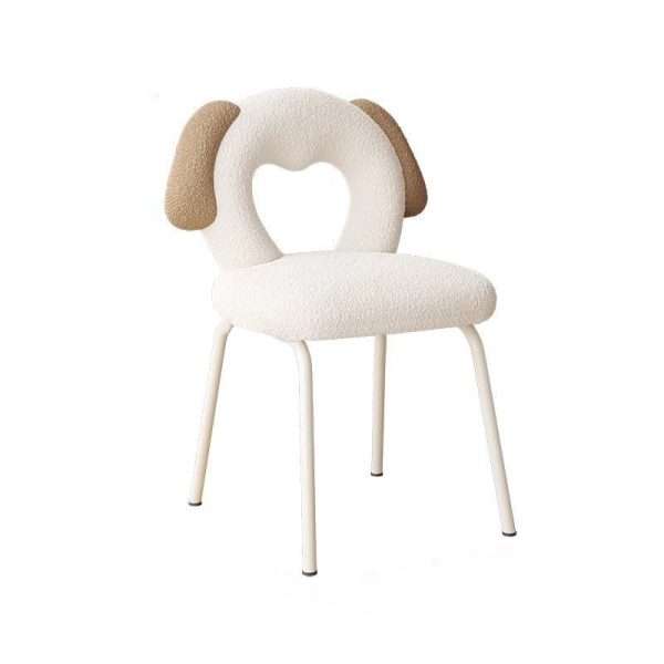 Modern Art Deco Hollow Dog Square Lambswool Wood Metal Vanity Stool Backrest Armless For Bedroom - Image 10