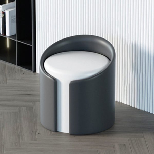 Modern Minimalist Leather Wood Sponge Round Cylinder Footstool Backrest Armless For Entryways - Image 10