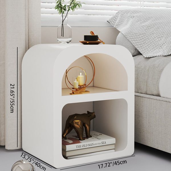 Contemporary Scandinavian Arched Frame Rock Slab Nightstand 2-Tier For Bedroom - Image 5