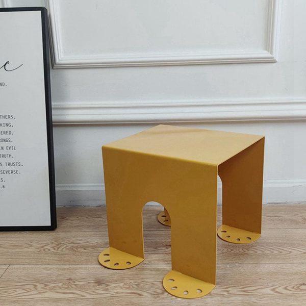Modern Minimalist Square Table Top Cold Rolled Plate Side Table 4-Leg For Living Room - Image 12