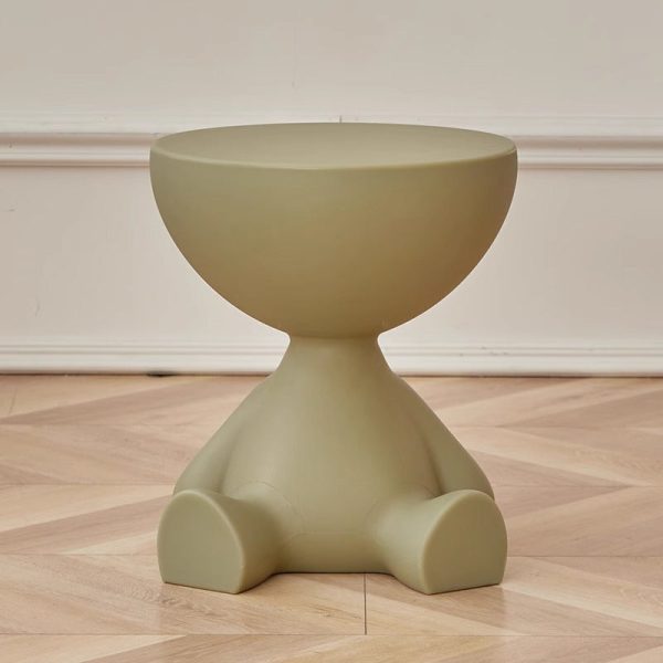Contemporary Scandinavian Round PE Cartoon Bear Base End Table For Living Room - Image 3