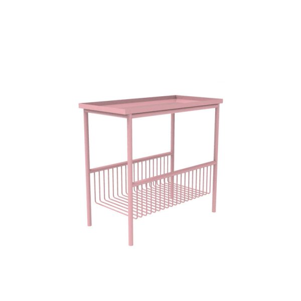 Contemporary Scandinavian Rectangle Iron Top End Table 2-Tier Storage Shelves For Living Room - Image 9
