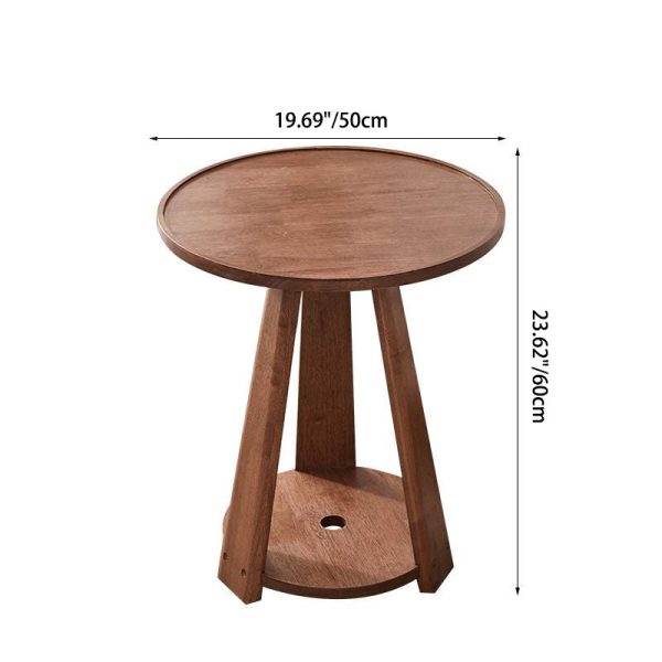 Modern Simplicity Round Rubber Wood End Table 2-Tier For Living Room - Image 7