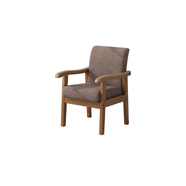 Modern Minimalist Square Upholstered Cotton Linen Fabric Solid Wood Chair For Living Room - Image 16