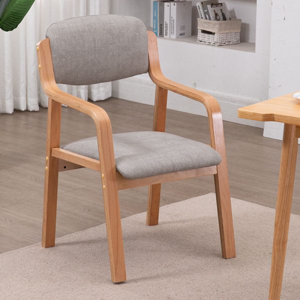 Modern Simplicity Fabric Wood Sponge Square Dining Chair Backrest Armrest For Dining Room - Image 4