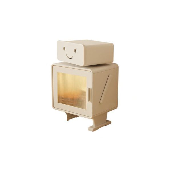 Contemporary Creative Square Rubberwood Glass Metal Nightstand 2-Cabinet For Bedroom - Image 33